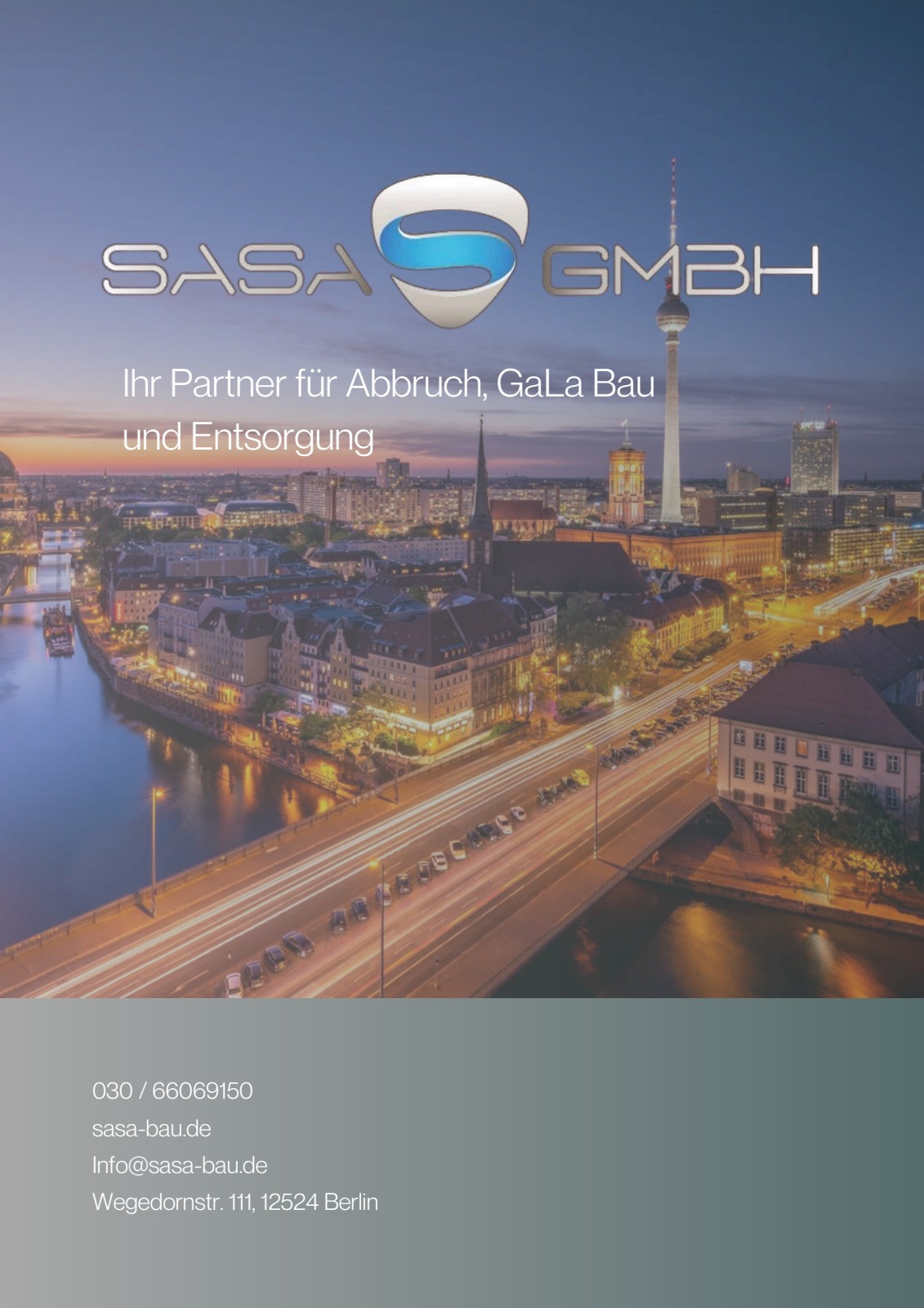 Webdesign für SASA GmbH, Bewerbungsmappe: Startseite von SASA GmbH Bewerbungsmappe